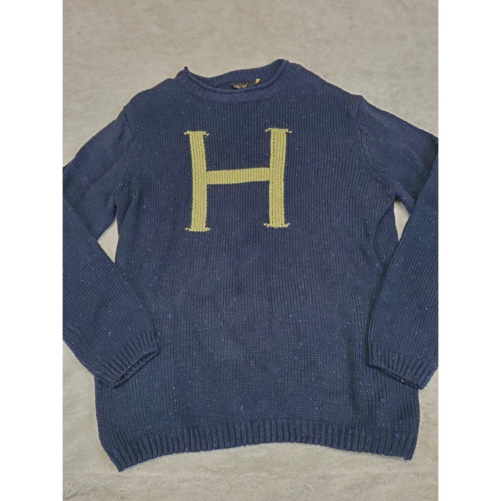 Harry Potter Blue Knit H Letter Sweater Large Classic Casual Fisherman Hogwarts